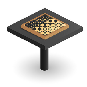 棋盘在桌子上的透视图。 CHE等距图像