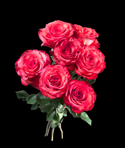孤立的花束红玫瑰在黑色背景