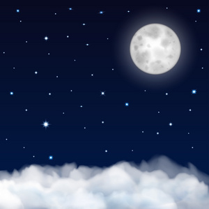 夜空的月亮 星星和云