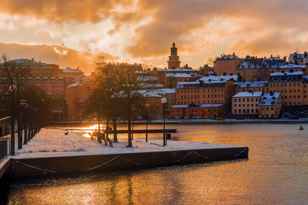 冬天的早晨，在斯德哥尔摩，瑞典