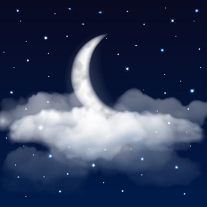 夜空的月亮 星星和云