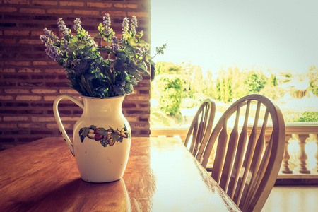 花瓶植物与户外景观图片