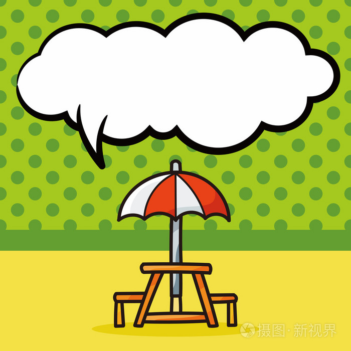 遮阳伞沙滩椅涂鸦,语音泡沫矢量图插画-正版商用图片1lrmp4-摄图新