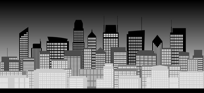 在黑色和白色的城市天际线图片