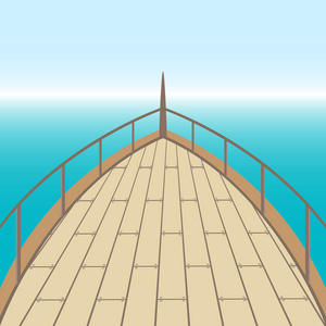 后甲板的小船和大海照片