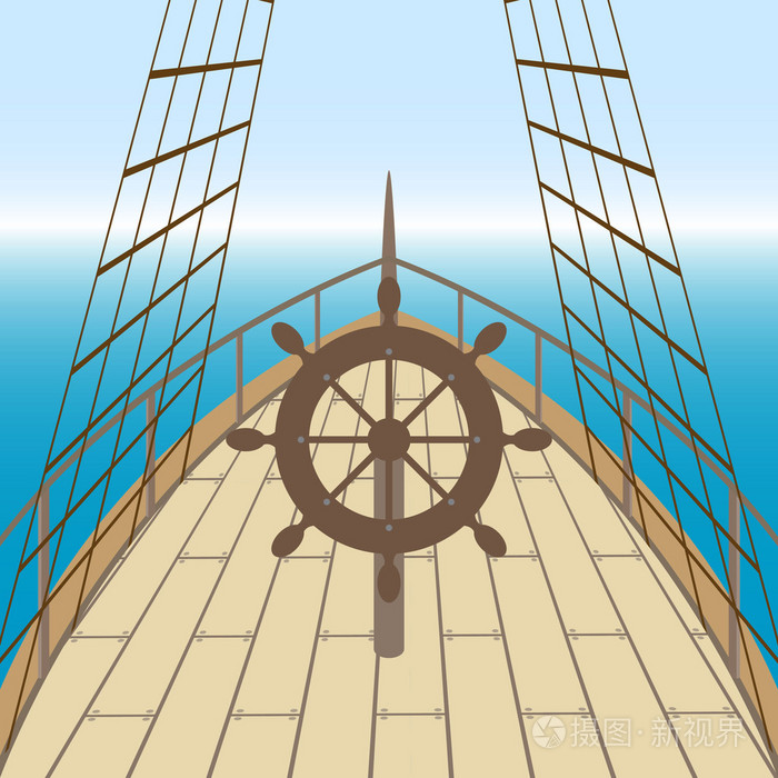 后甲板的小船和大海