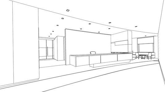 一个内部接待区的大纲草图