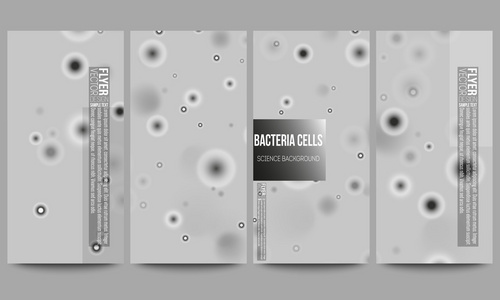 一整套现代传单。分子生物学研究，细胞的灰色，科学矢量背景