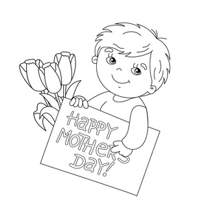 母亲节专题页着色对母亲节的男孩页的课程大纲与卡弗洛照片