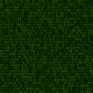 无缝绿色十进制计算机代码背景壁纸。矢量