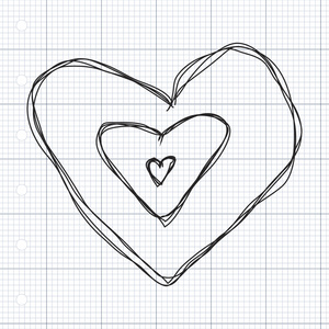 简单的手工绘制的涂鸦的爱的心