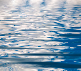 美丽的水面与倒影的云彩和天空的背景照片