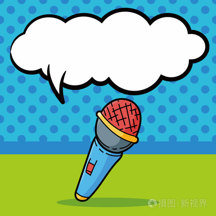 麦克风涂鸦,语音泡沫矢量图