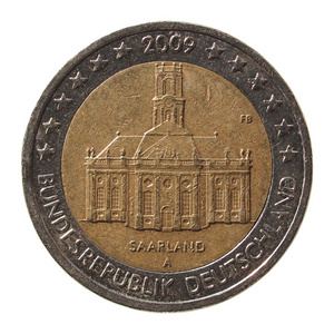 来自德国的 2 欧元硬币。