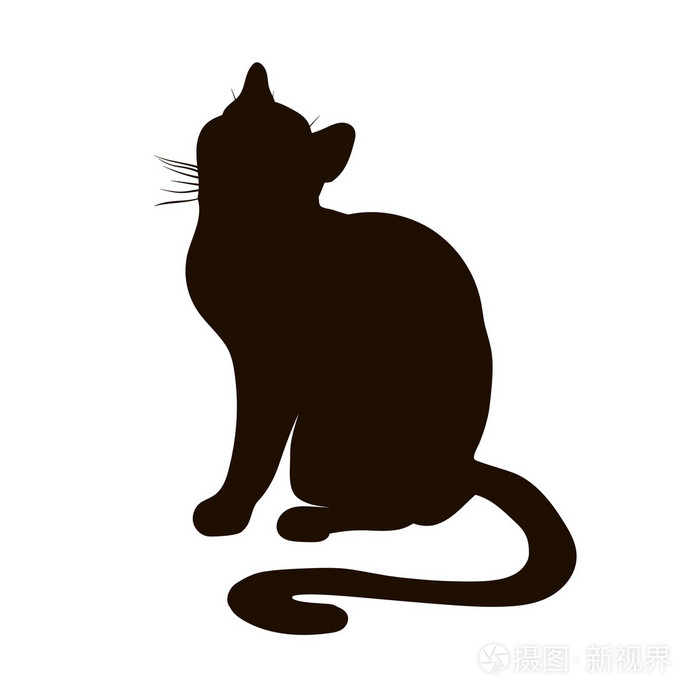 坐在猫的剪影插画-正版商用图片1lsb36-摄图新视界