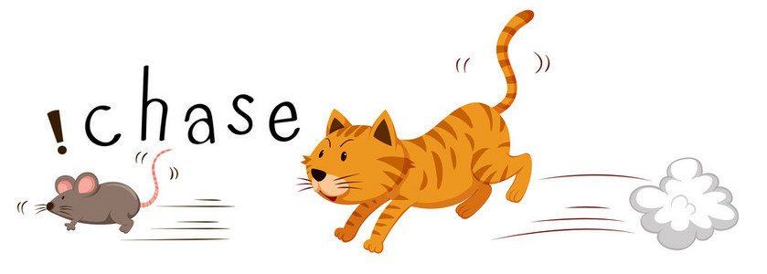 猫抓老鼠插画 猫抓老鼠手绘 猫抓老鼠卡通图 摄图新视界