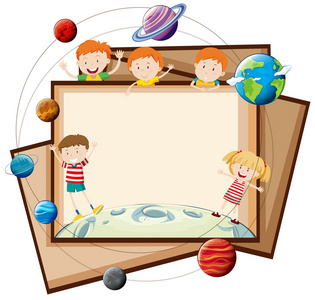 儿童与行星的纸设计