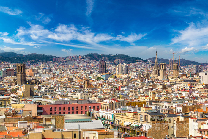 巴塞罗那的全景视图