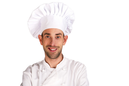 男厨师肖像微笑白色背景