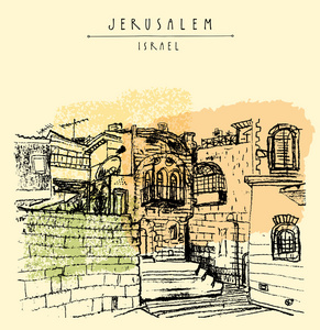 以色列耶路撒冷旧的城市天际线