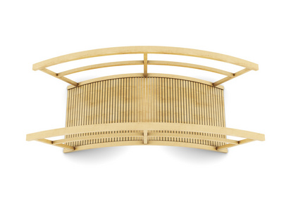 木桥装饰白色背景上的木桥顶视图.3d 渲染照片