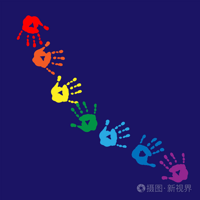 与手的彩色版画的抽象背景插画 正版商用图片1lslv8 摄图新视界