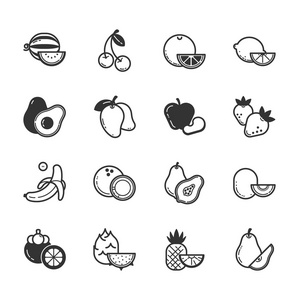 组的水果和蔬菜的图标