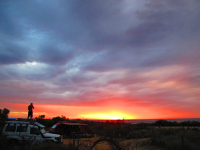 日落在海角山脉国家公园，西澳大利亚