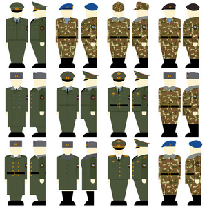 俄罗斯军事制服的士兵和军官