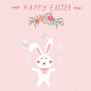 复活节快乐与兔子和鸡蛋矢量图 Eps10