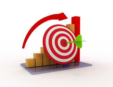 业务图与上升的箭头和红色目标