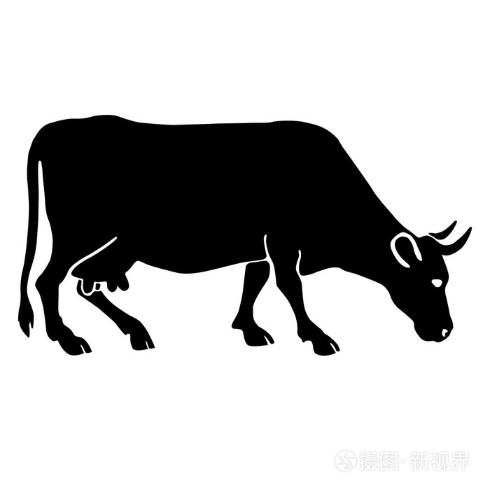 成年母牛黑色剪影插画-正版商用图片1lt536-摄图新视界