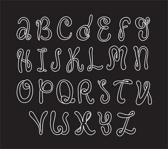 手绘字母表。 涂鸦字母设置。 黑色bac白色字体