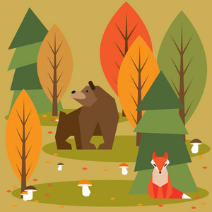 有趣的简单图形动物抽象卡通森林照片