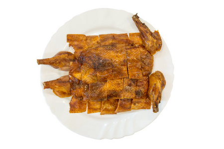 白色背景上的北京烤鸭