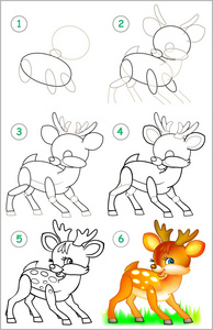 页显示如何一步一步一步学会画一只小鹿