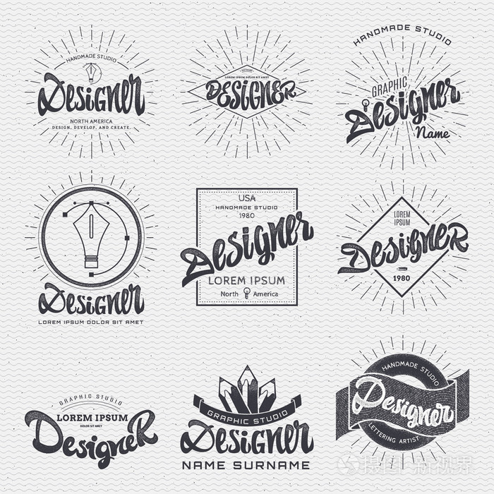 设计器徽章贴纸可以作为完成的标志或设计 企业形象演示文稿