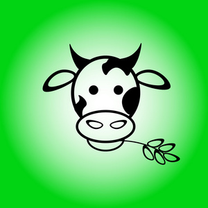 牛在绿色背景上