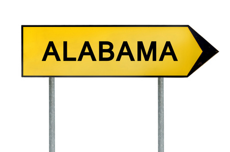 阿拉巴马州孤立在白色的黄色的街头概念标志