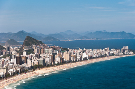 依帕内玛和列布隆海滩和漂亮的贫民区，里约热内卢，巴西的鸟瞰图
