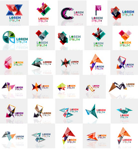 多彩的抽象折纸 logo 的集合
