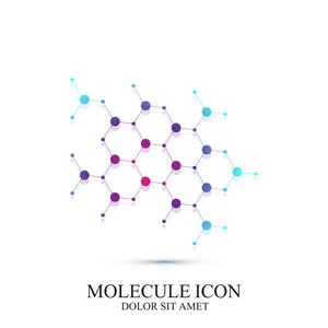 现代图标 dna 和分子。医学 科学 技术 化学 生物技术的矢量模板