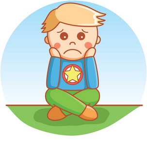 令人沮丧的男孩卡通插图照片