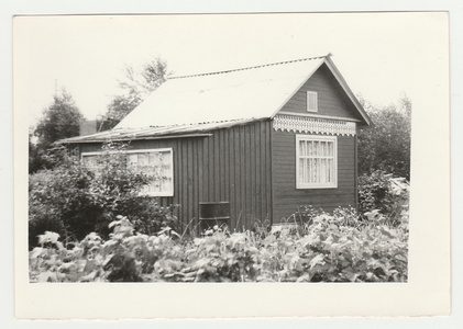老式的照片显示一个园艺的小屋。黑色与白色的照片