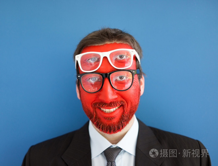 多彩的脸的成人业务人的肖像