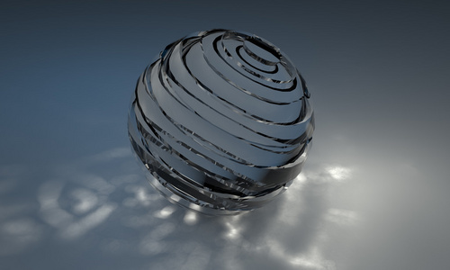 透明水晶球特写镜头折射光线在蓝色背景上的透明水晶球照片