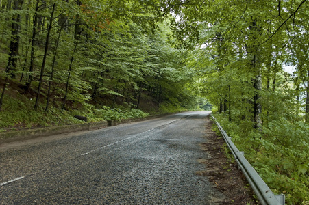 雨天巴尔干山的风景如画的道路