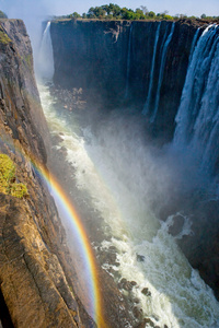 维多利亚瀑布。彩虹一般视图