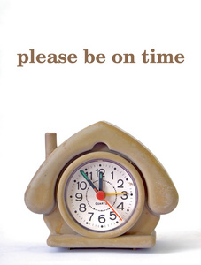 可爱的房子形状闹钟用的短语,请准时照片