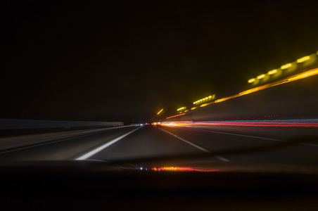 在夜行路上行驶, 运动模糊